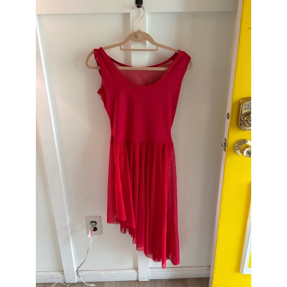 Curtain Call‎ Perform Red Dance Dress Asymmetrical Hem Sleeveless